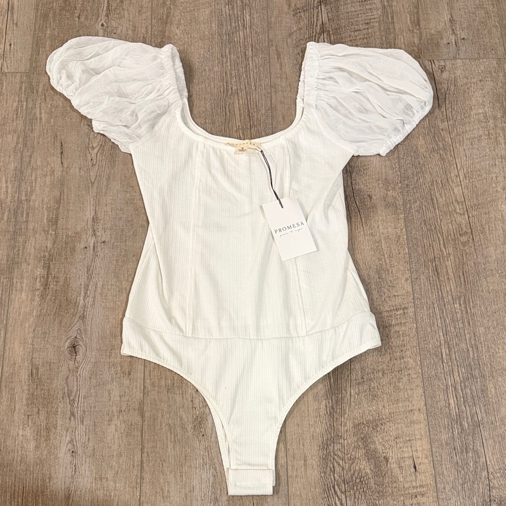 Promesa White Puff Sleeve Bodysuit